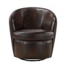 Top Grain Leather Upholstery Solid Wood Swivel Barrel-Back Accent Chair with High-Density Foam Seat, Attached Cushions and 360-Degree Swivel - 2 of 4