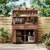 Gulches 65" Brown Garden Workstation with Planter Stands and Holders, Storage Shelf, and Cabinet - 2 of 4