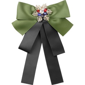INSPIRE CHIC Women's Big Ribbon Bowknot Snowflakes Multicolor Rhinestone Brooches Bow Ties - 1 of 4
