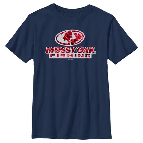 Boy's Mossy Oak Red Water Bold Logo T-Shirt - Navy Blue - X Large