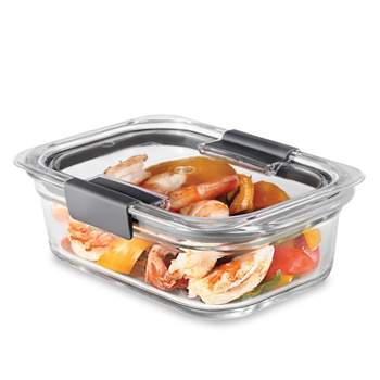  Rubbermaid 2118315 Brilliance Glass Storage 8-Cup Food  Containers with Lids, 2-Pack (4 Pieces Total), BPA Free and Leak Proof,  Large, Clear