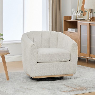 Modern Chenille Accent Club Armchair, 360° Swivel Accent Chair, Comfortable Lounge Chair for Bedroom, Living Room, Office – The Pop Home
