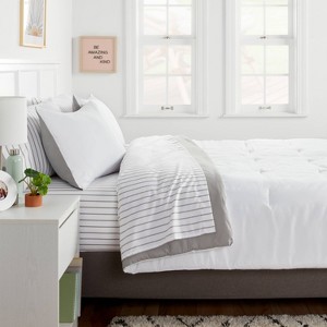 Solid Microfiber Reversible Comforter & Sheets Set - Room Essentials™ - 1 of 4