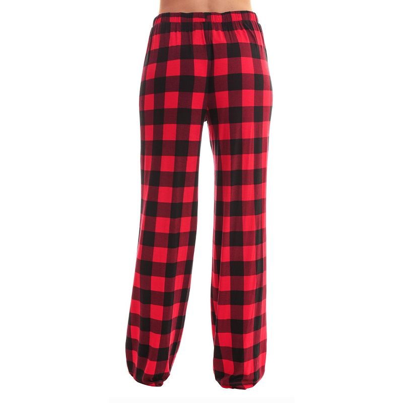 #followme Womens Ultra-Soft Rayon Spandex Knit Pajama Pants - Buffalo Check PJs, 3 of 4