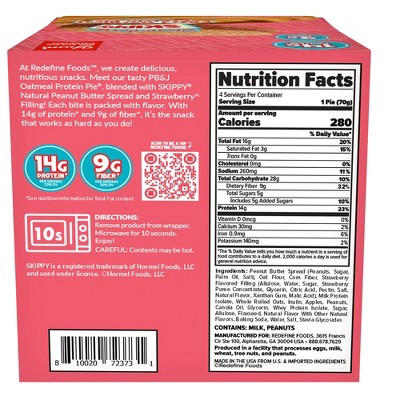 Redefine Foods Peanut Butter and Jelly Strawberry Flavored Oatmeal Protein Pie - 9.9oz/4ct
