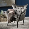 TiramisuBest Almond Button-Tufted Accent Armchair – Mid-Century Modern Lounge Chair with Oak Wood Legs & Granular Plush Fabric - 2 of 4