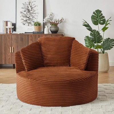Large Corduroy Bean Bag Chair for Adults, Round Armchair with Cushioned Backrest, Soft Lounge Seating for Living Room, Apartment – Cuddlewood