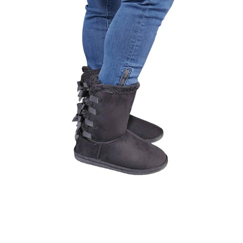 Women s Faux Fur Boots With Bow Tie Detail Let s See Style Us8 Target