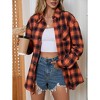 Womens Fashion Plaid Flannel Jacket Casual Long Sleeve Button Collared Neck Oversized Shirts - 3 of 4