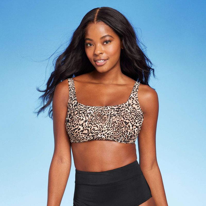 Women's Leopard Print Square Neck Bikini Top - Kona Sol™ Multi, 1 of 5