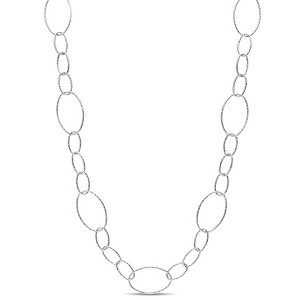 EVERLY JEWELRY | Silver 13mm Fancy Oval Link Chain Necklace - Multiple Metal Color Options - 1 of 4