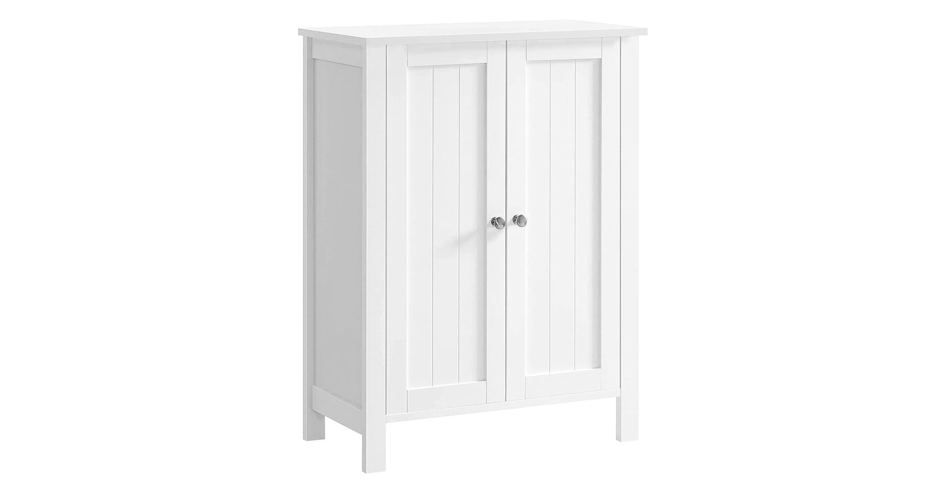 VASAGLE Bathroom Floor Storage Cabinet, Storage Unit with 2 Adjustable Shelves, Cabinet Freestanding,Inches, White