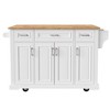 JUJABU 54'' Large Kitchen Island with Rubber Wood Drop Leaf, Rolling Cart with Embossed Texture, 4 Wheels, 4 Doors & 3 Drawers - 2 of 4