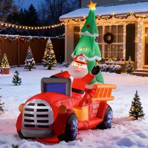 QingMoon Christmas Inflatable Santa Driving Truck with Xmas Tree, 7.5FT Holiday Blow Up Decorations for Home Party, Garden, Yard and Lawn - 1 of 4