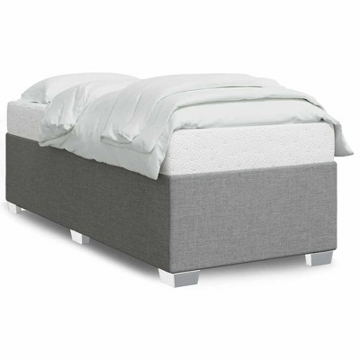 vidaXL Bed Frame Light grey 100% polyester, plywood, engineered wood