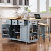 Kitchen Island with Drop Leaf, Power Outlet, Door Storage, Rolling Cart on 5 Wheels with 5 Open Side Racks for Kitchen & Dining Room. - 2 of 4