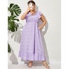 Womens Plus Size Casual Sleeveless Maxi Dress Ruffle Sleeve A Line Swing Summer Maxi Dress with Pockets - 4 of 4