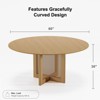 PexFix 60" x 60" Farmhouse Kitchen Dining Room Table Furniture Round Natural Kitchen Table with Rattan Woven Legs for Kitchen Bar Living Room - 2 of 4