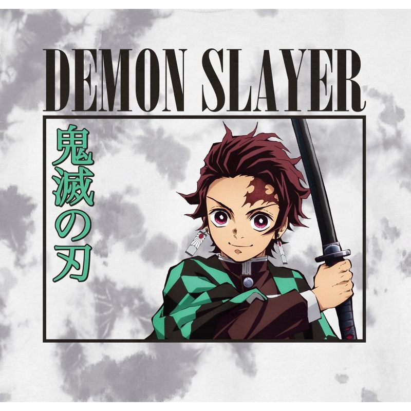 Demon Slayer Framed Tanjiro Crew Neck Short Sleeve Light Gray Sparse Cloud Wash Men's T-shirt, 2 of 3