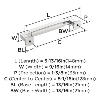 Polished Chrome 5-1/16" Cabinet Drawer Pull with Mounting Hardware