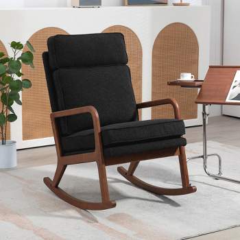 25.2" Modern Rocking Chair Accent, Comfy Boucle Upholstered High Back Armchair for Nursery, Living Room and Bedroom 4A - ModernLuxe