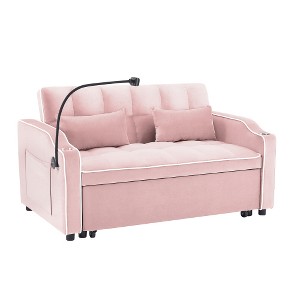 Convertible Sleeper Sofa, Modern Pull Out Sofa Bed, Adjustable Futon Couches With 3 Lengths, Foldable Loveseat With USB Port And Swivel Phone Holder - 1 of 4
