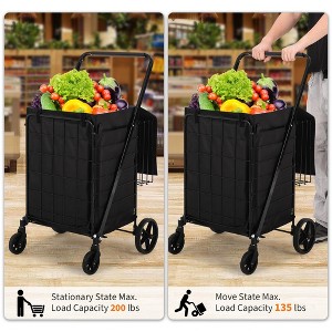 Shopping Cart, Heavy Duty Folding Shopping Cart with Waterproof Liner - 360¡ã Wheels, Dual Basket (Grocery/Laundry/Camping) - 1 of 4