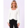 Allegra K Women's Flare Bell Sleeve Lace Square Neck Button Down Shirt - 4 of 4