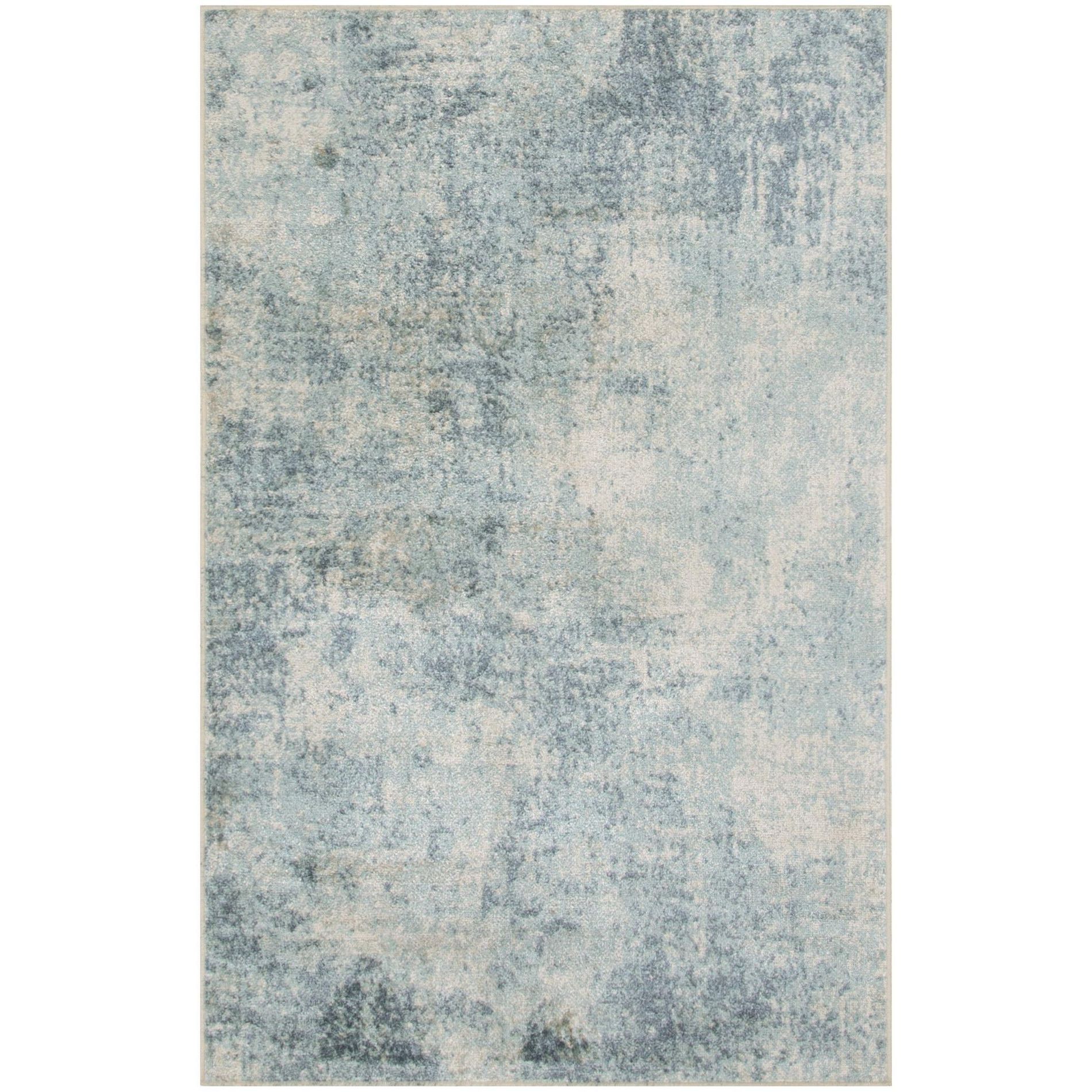 Nourison Astra Machine Washable 2'2" x 4' Blue Ivory Modern Indoor Flatweave Rug