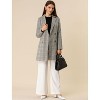 Allegra K Women's Double Breasted Notched Lapel Plaid Overcoat with Pockets - 3 of 4