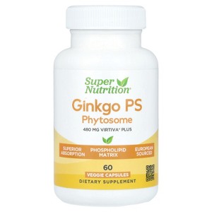 Super Nutrition Ginkgo PS Phytosome with Ginkgo Extract, 480 mg, 60 Veggie Capsules - 1 of 4