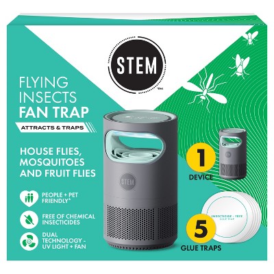 STEM Electric Fan Fly Trap, Gnat and Fruit Fly Trap Indoor Starter Kit - 1 Unit + 5 Refills