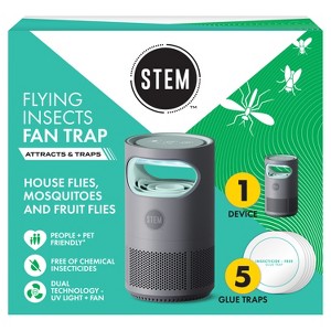 STEM Electric Fan Fly Trap, Gnat and Fruit Fly Trap Indoor Starter Kit - 1 Unit + 5 Refills - 1 of 4