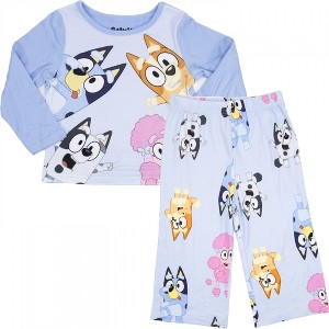 Kids Bluey Long Sleeve Characters All Over Print 2-Piece Pajamas - Toddler 2T - 1 of 3