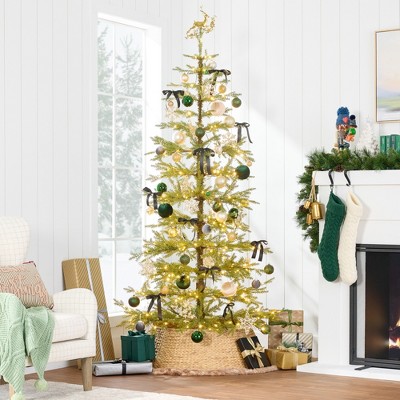 7.5ft Pre-Lit Sparse Pine Christmas Tree with Multicolor LED Lights