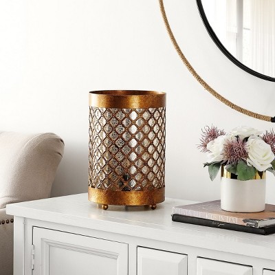 Elegant Borden Gold Mesh Hurricane Lamp Set, 11.5"