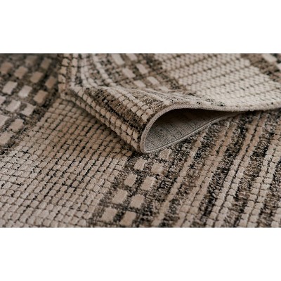 Rectangular Black Synthetic Easy Care Area Rug
