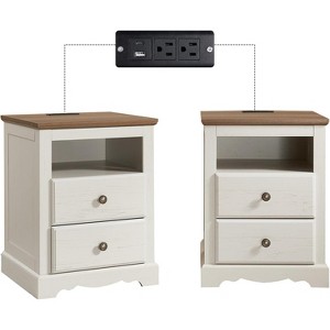 AMERLIFE Farmhouse Nightstand with Charging Station - 1 of 4