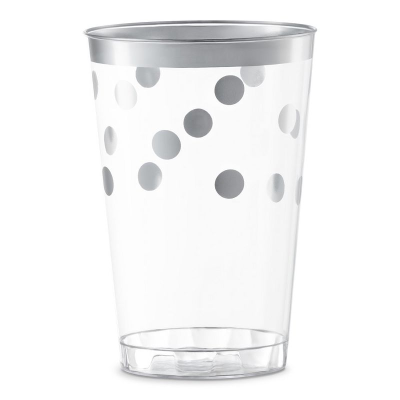 Smarty Had A Party 12 oz. Clear with Silver Dots Round Disposable Plastic Tumblers (240 Cups), 1 of 2