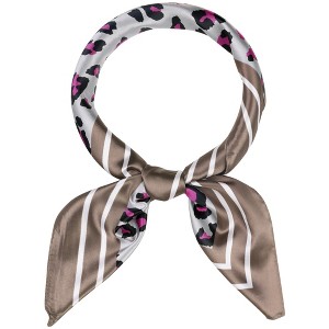Elerevyo Women's Leopard Printed Square Satin Silk Feeling Neck Scarves Bandanas 35.4" X 35.4" - 1 of 4