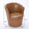 Racxily Petal Swivel Chair ¨C 360¡ã Spin Metal Base, Genuine Top-Grain Leather Wing-Back Desk Chair, Curved Fluted Design Home Office Accent Seat - 2 of 4