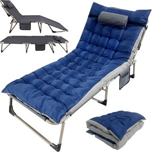 Musment Folding Camping Cot Bed with Pillow, Adjustable 5-Position Folding Chaise Lounge Chair, Portable Guest Bed & Outdoor Folding Sleeping Cots - 1 of 4