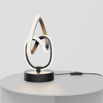 Infibrite 11" 12W Abstract Art Table Lamp Warm Light Abstract Design (Includes LED Light Bulb) Matte Black
