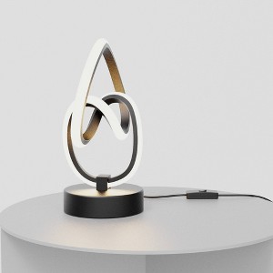 Infibrite 11" 12W Abstract Art Table Lamp Warm Light Abstract Design (Includes LED Light Bulb) Matte Black - 1 of 3