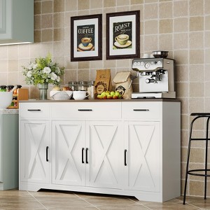 55" Modern Farmhouse Sideboard Cabinet with 4 Doors & Drawers - 1 of 4