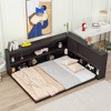 Full Size Floor Bed with L-shaped Bookcases and Sliding Doors - 2 of 4