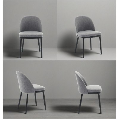 Coucheta Gray Mid-Century Dining Chair - Curved Upholstered Back & Rubberwood Legs