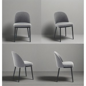 Coucheta Gray Mid-Century Dining Chair - Curved Upholstered Back & Rubberwood Legs - 1 of 4