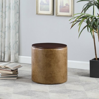 Wood Top Storage Ottoman - HomePop
