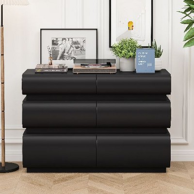 NicBex Minimalist 6-Drawer Dresser for Bedroom, Handle-Less Storage Cabinet with Anti-Tip Device, Modern Bedroom Chest of Drawers